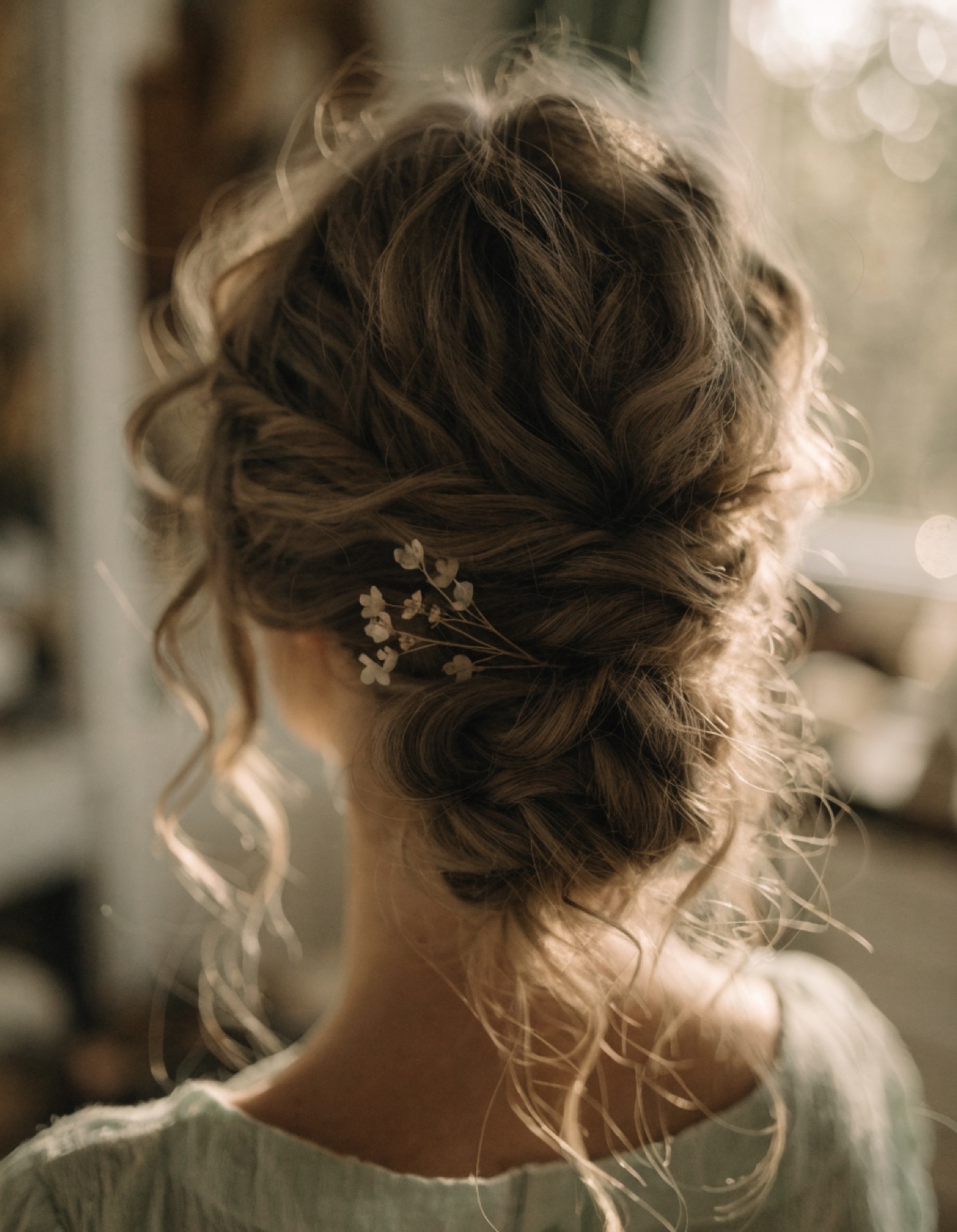 Soft updo with dried florals
