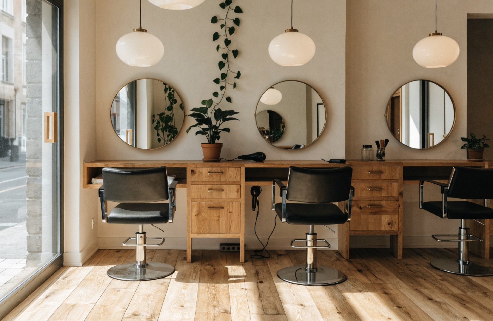 Three chairs, afternoon light