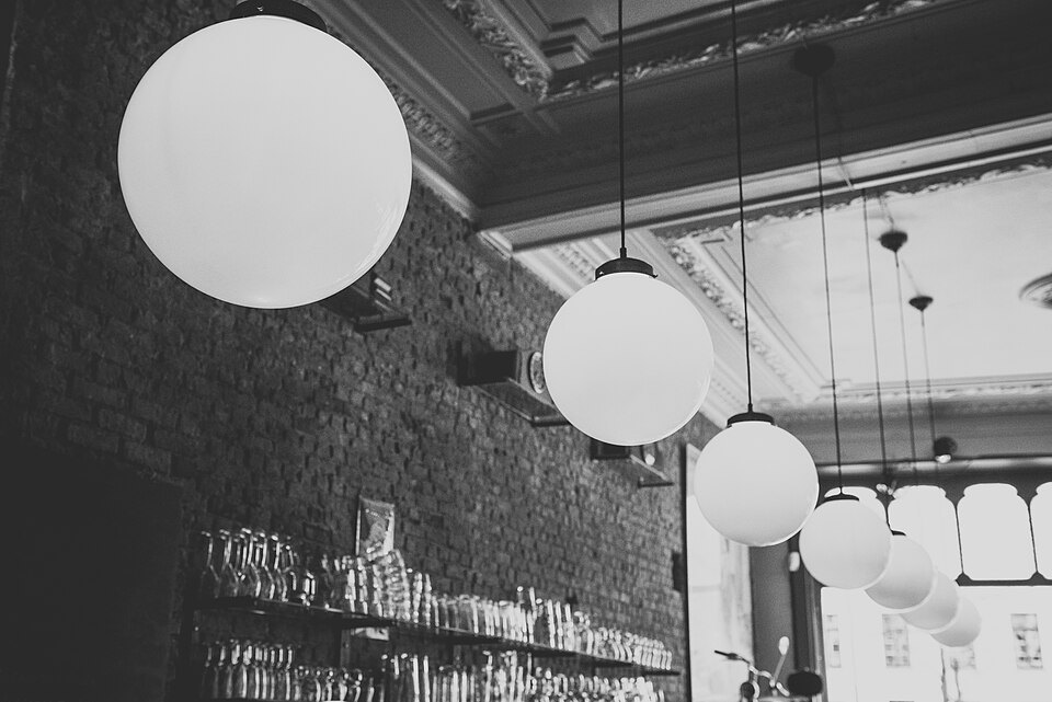 Globes, and the brick behind